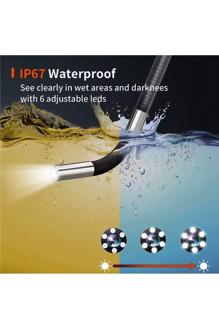 DORF Su Geçirmez 4.3 Inç Ips Ekran 210 Derece Oynar Başlıklı Eklemli Esnek Endoskop Yılan Kamera 6mm - Thumbnail