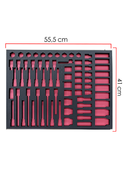 Dorf Takım Arabası Içi Düzenleyici Boş Eva Organizer Havalı, Torx Uzun ve Twist Lokmalar Için 72 Adet Bölmeli Sünger 55,5cm x 41 cm - Thumbnail
