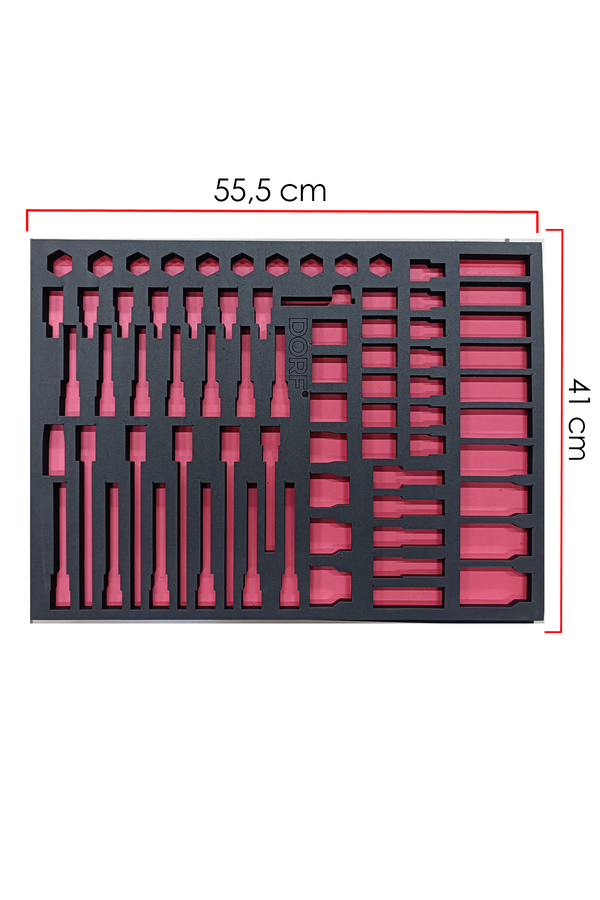 Dorf Takım Arabası Içi Düzenleyici Boş Eva Organizer Havalı, Torx Uzun ve Twist Lokmalar Için 72 Adet Bölmeli Sünger 55,5cm x 41 cm - 1