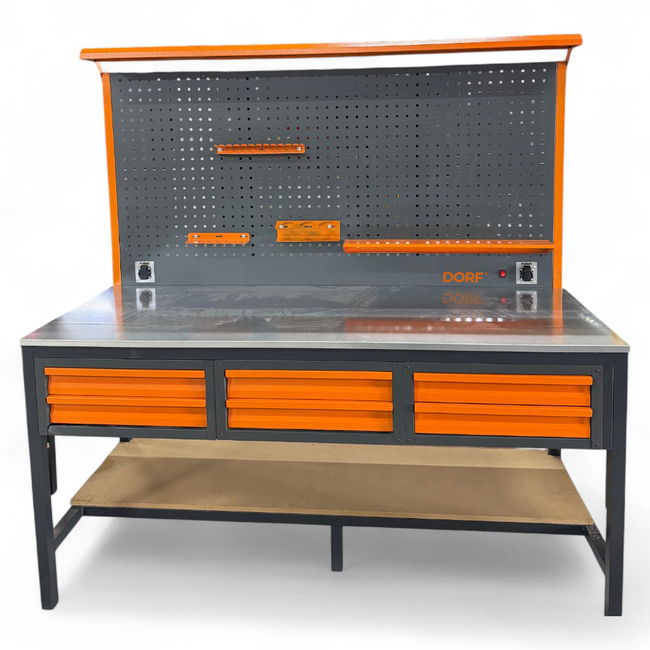 DORF - DORF Takım Tezgahı – 2 Metre | 6 Gözlü, LED Aydınlatmalı, 2 Prizli