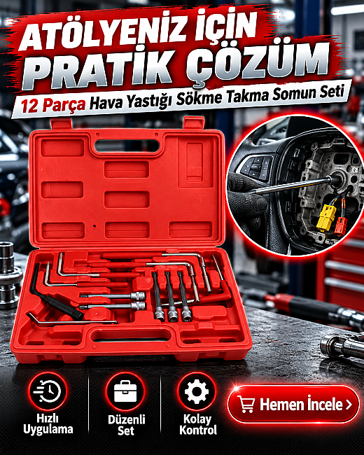 Dorf Tools 12 Parça Hava Yastığı Sökme Takma Seti Somun Seti Çantalı