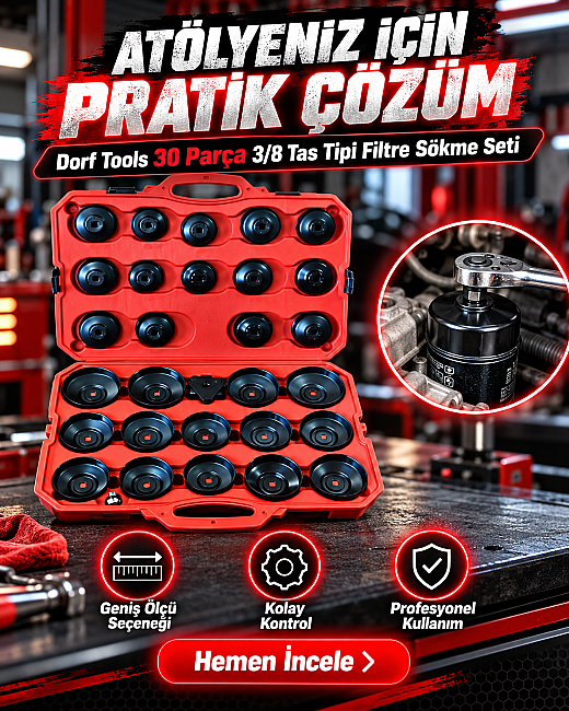 Dorf Tools 30 Parça 3/8 Tas Tipi Filtre Sökme Seti Çantalı