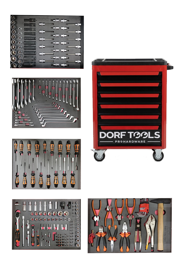 Dorf Tools 6 Çekmeceli Dolu Takım Arabası 238 Parça Profesyonel Alet Arabası - 1