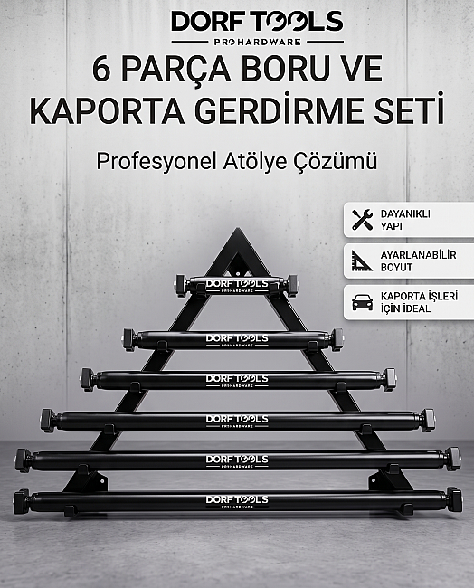DORF TOOLS 6 Parça Kaporta Boru Gerdirme Seti Standlı