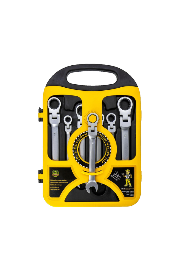 Dorf Tools 7 Parça Mafsallı Cırcır Kombine Anahtar Takımı - 1