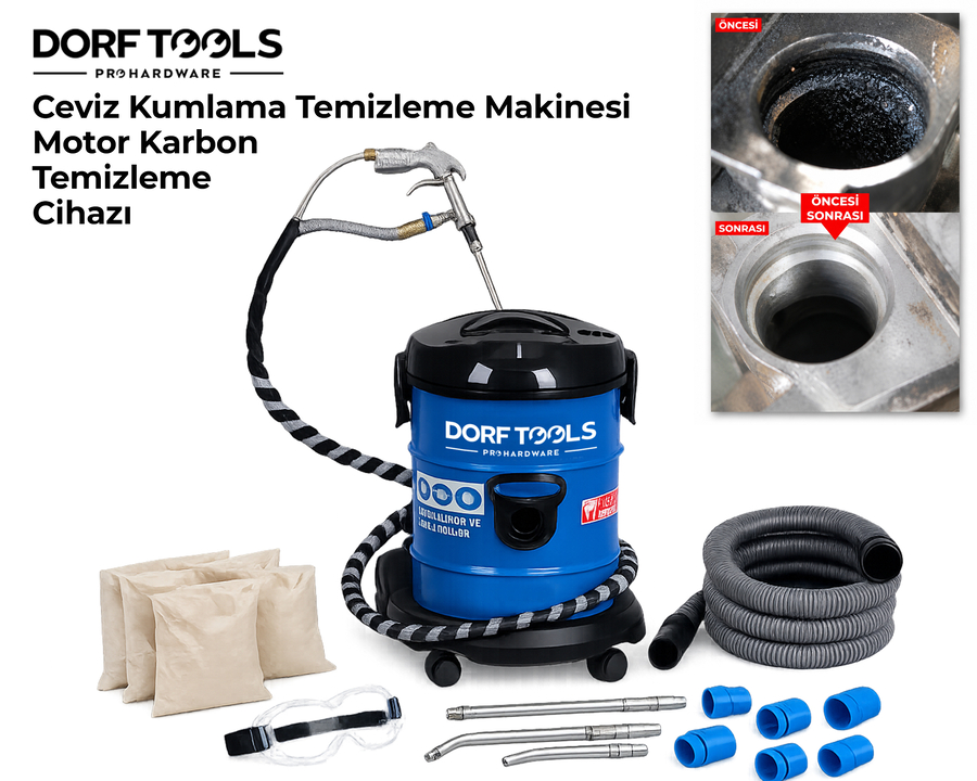 DORF TOOLS Ceviz Kumlama Makinesi Motor Karbon Temizleme Cihazı - 1