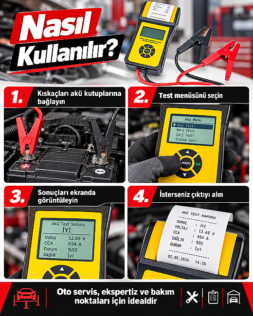 Dorf Tools 100-2000 CCA Yazıcılı Akü Test Cihazı ve Analiz Cihazı - 4