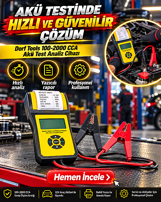 Dorf Tools 100-2000 CCA Yazıcılı Akü Test Cihazı ve Analiz Cihazı