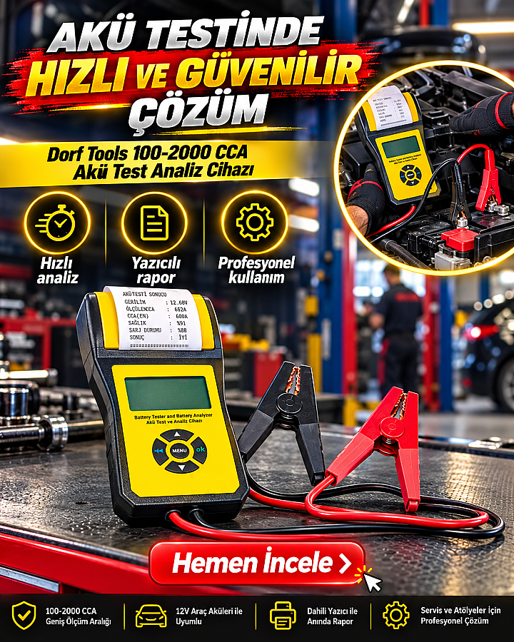 Dorf Tools 100-2000 CCA Yazıcılı Akü Test Cihazı ve Analiz Cihazı - 1