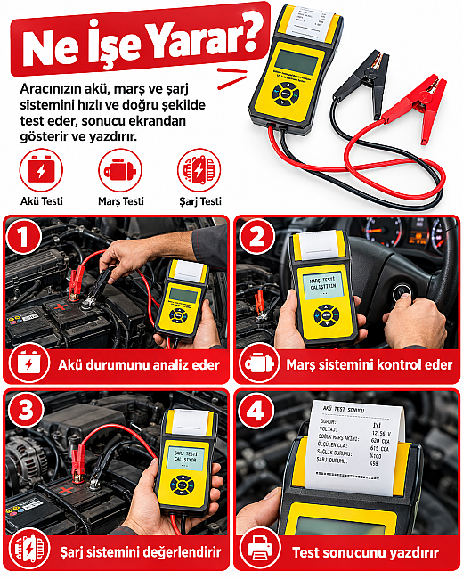 Dorf Tools 100-2000 CCA Yazıcılı Akü Test Cihazı ve Analiz Cihazı - 3