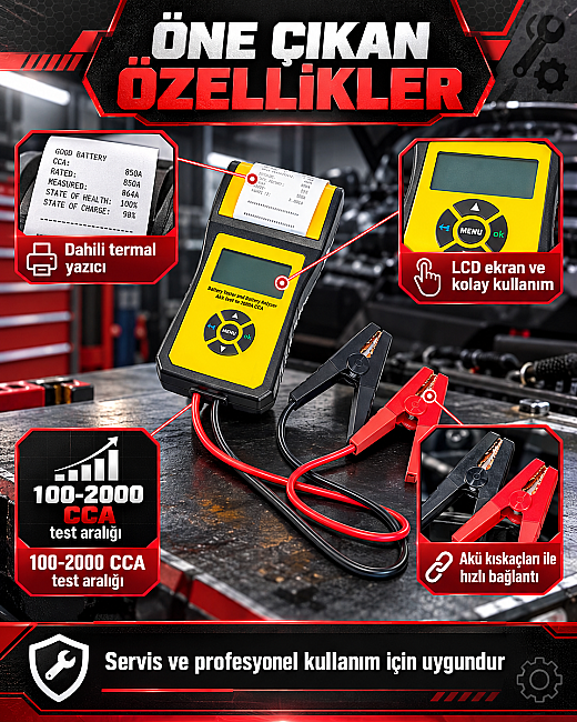 Dorf Tools 100-2000 CCA Yazıcılı Akü Test Cihazı ve Analiz Cihazı - 5