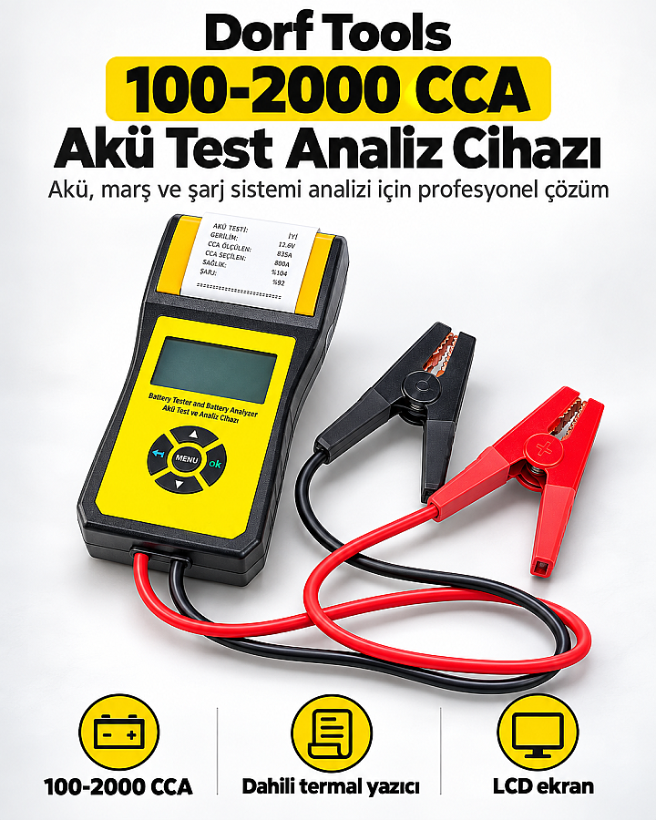 Dorf Tools 100-2000 CCA Yazıcılı Akü Test Cihazı ve Analiz Cihazı - 2