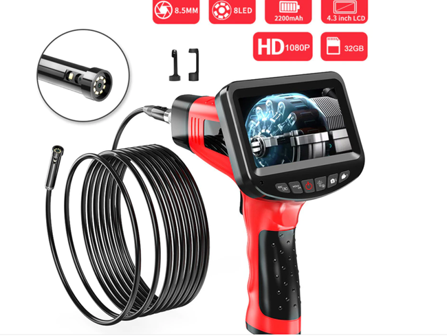 DORF - Oto Motor İçi Görüntüleme Endoskopi Cihazı 1080P 8mm 4.3 inç endüstriyel kamera ile 6 LED IP67