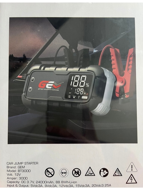 Gem Profesyonel Akü Takviye Cihazı BT3000 12V 3000AMPER - Thumbnail