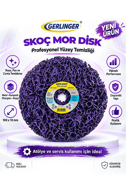Gerlınger GKSMD100 Skoç Mor Disk Boya Kazıyıcı 10 x 100 mm | Boya ve Yüzey Temizleme Diski