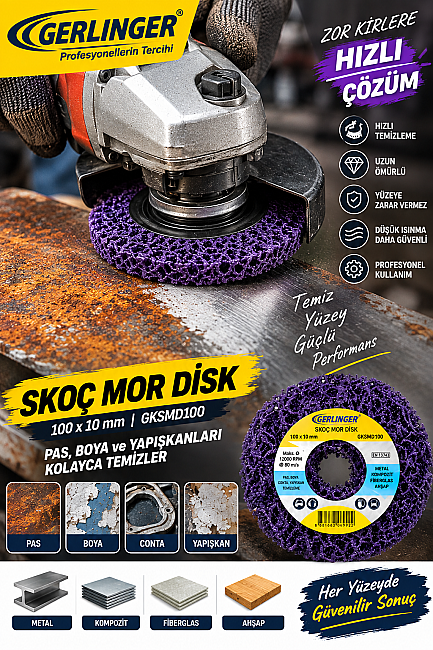 Gerlınger GKSMD100 Skoç Mor Disk Boya Kazıyıcı 10 x 100 mm | Boya ve Yüzey Temizleme Diski - 4