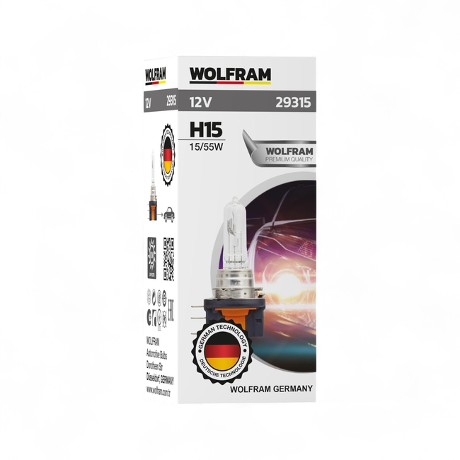 WOLFRAM - Halojen Far Ampulü H15 Ampul Standart Işık 12V 15/55W