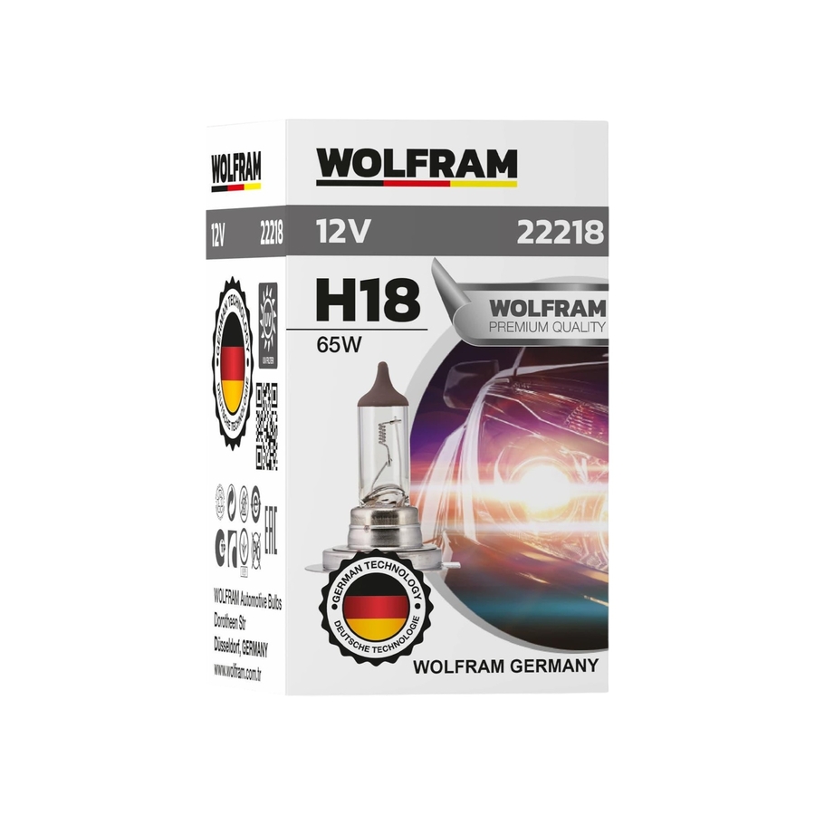 WOLFRAM H18 Ampul Gümüş Kafa Yeni Nesil Halojen Far Ampulü PY26D-1 12V 65W (1 Ampul) - 1