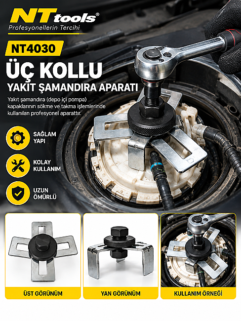 Nttools NT4030 Üç Kollu Yakıt Şamandıra Aparatı | Yakıt Deposu Şamandıra Sökme Takma Anahtarı - 4