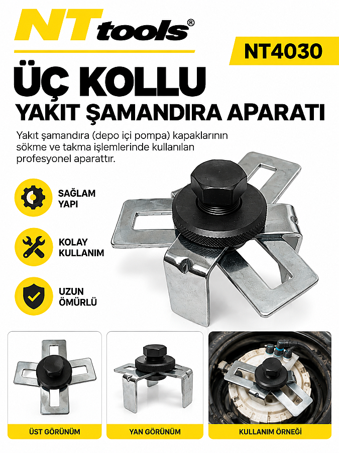 Nttools NT4030 Üç Kollu Yakıt Şamandıra Aparatı | Yakıt Deposu Şamandıra Sökme Takma Anahtarı - 1