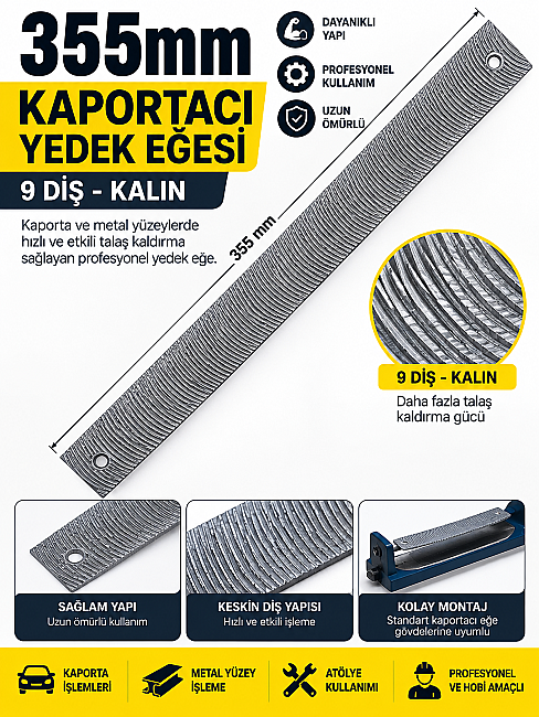 Nttools NT8001Y09 Kalın 9 Diş Yedek Eğe | Profesyonel Yedek Eğe Ucu