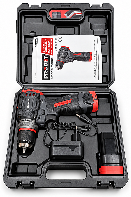 PRODHT D18000111 16V 2.0Ah Şarjlı Vidalama Matkap 45 Nm Çift Akülü Fırçasız Motor - 4