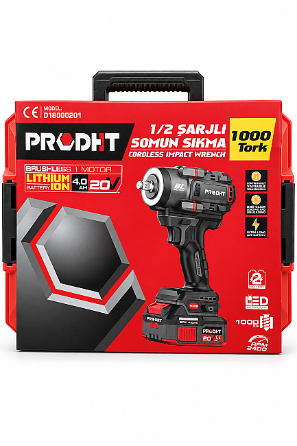 PRODHT D18000201 1/2" Şarjlı Somun Sıkma 1000 Nm 20V 4.0Ah Çift Akülü Kömürsüz - 5