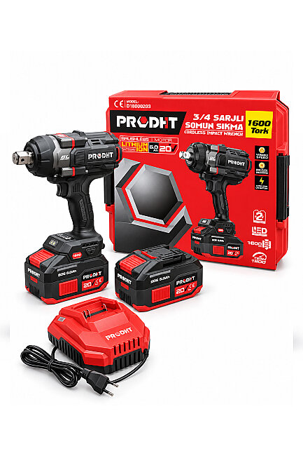 PRODHT D18000203 3/4" Şarjlı Somun Sıkma 1600 Nm 20V 6.0Ah Çift Akülü Brushless - 2