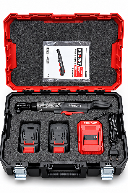 PRODHT D18000300 1/2" Şarjlı Cırcır Kolu 20V 2.0Ah 110 Nm Çift Akülü Fırçasız - 4