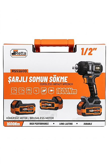 RETTA 1/2 Şarjlı Somun Sökme Tabancası 1600 Nm RSS1600 4 Amper Çift Batarya - 4