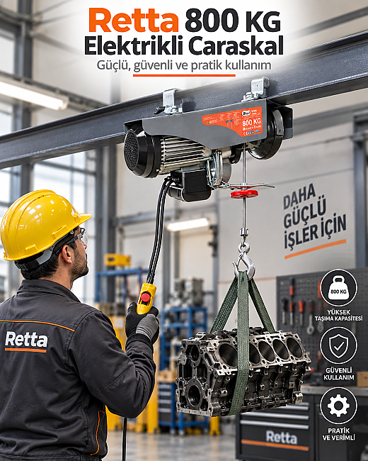 Retta REC0800 Elektrikli Caraskal Vinç 800 Kg – Elektrikli Halatlı Yük Kaldırma Vinci - 4