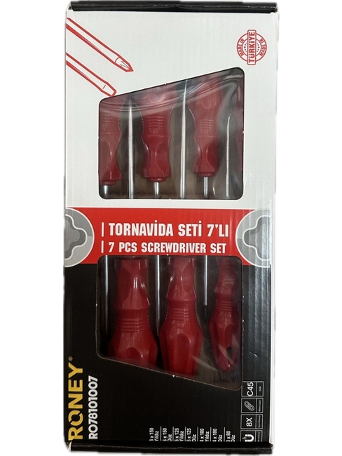 Roney 7 Parça Düz Yıldız Tornavida Seti - Thumbnail