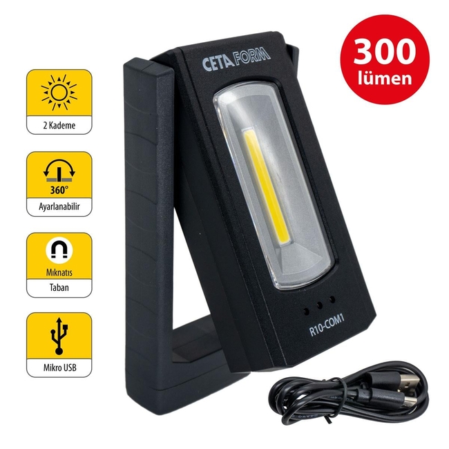 CETA FORM - CETA FORM Şarjlı Led Kompakt Çalışma Lambası 300 Lümen R10-COM1
