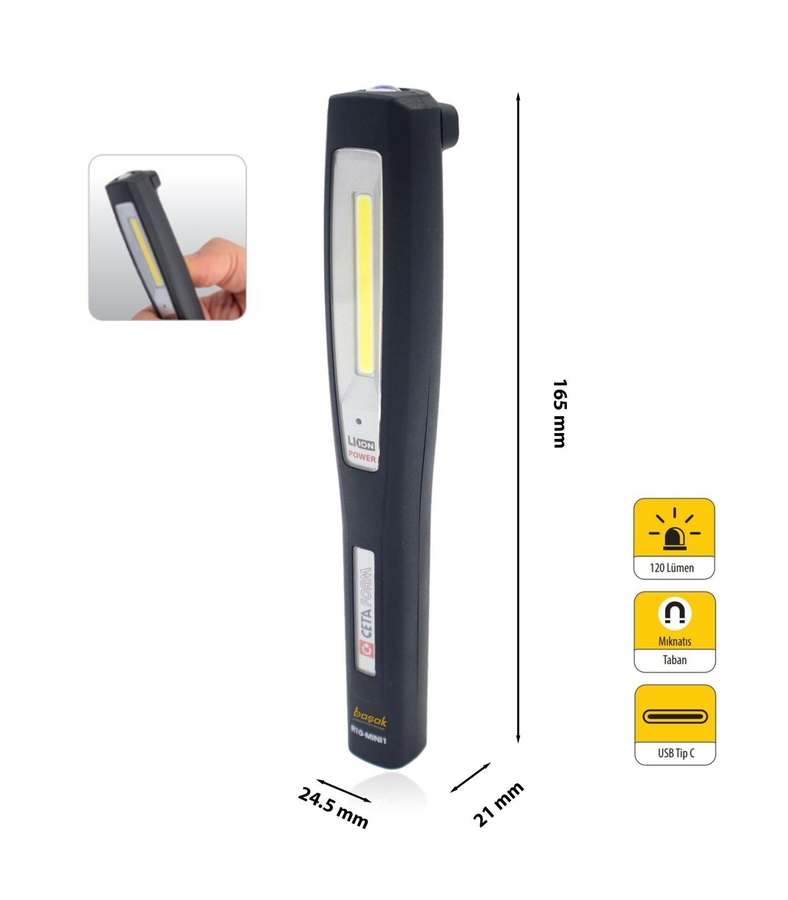 Ceta Form Şarjlı Led Mini Çalışma Lambası 150 Lümen R10-MINI - 2