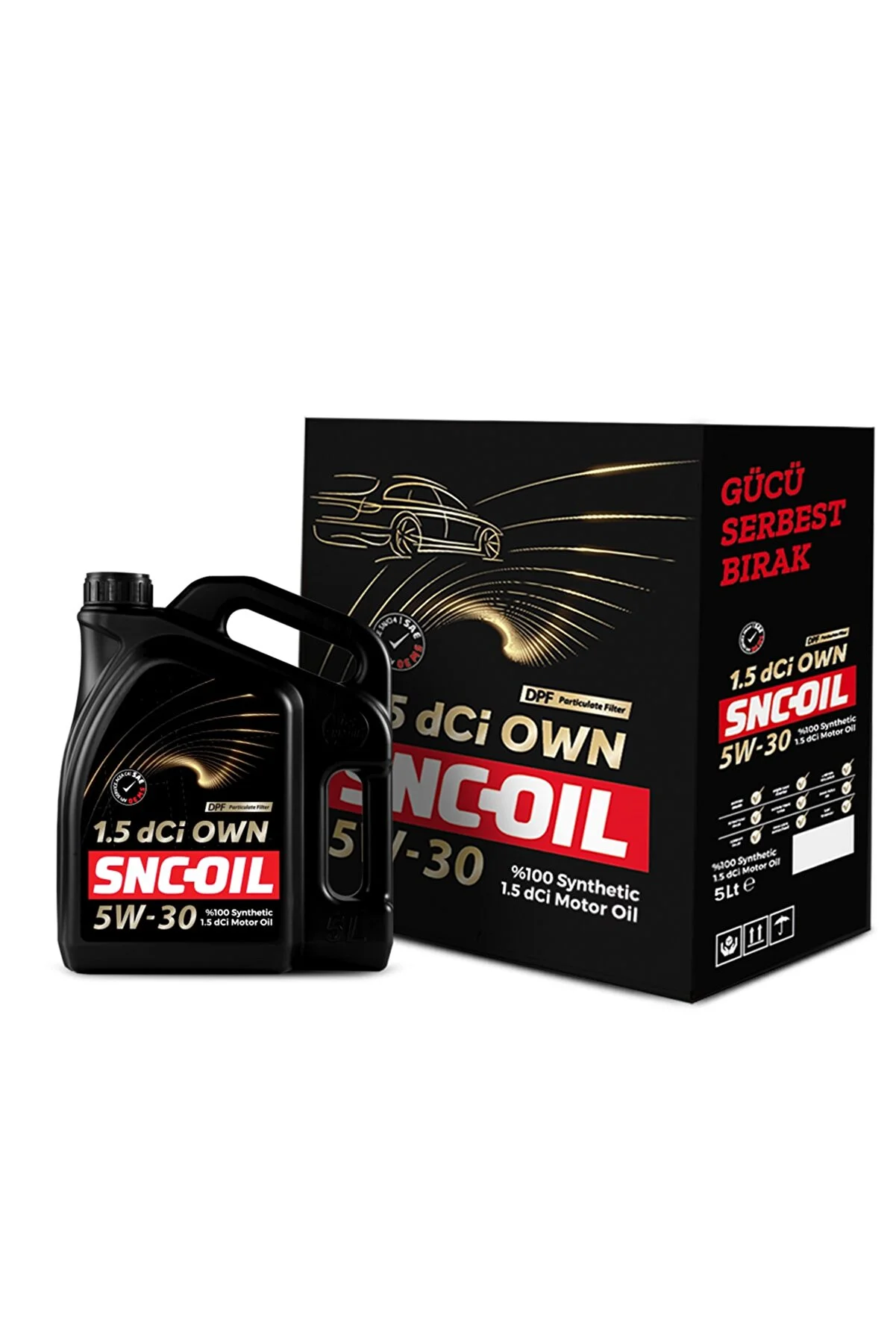 SNC Oil - SNC Oil 5W-30 1.5 dCi DPF Own Onarıcı Motor Yağı %100 Sentetik 5 Litre