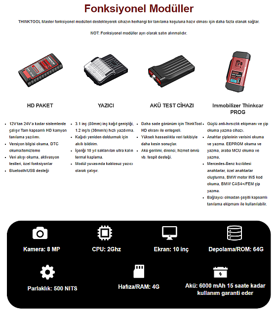 Thinktool Master 2 Arıza Tespit Cihazı ve Online Programlama Cihazı - 3