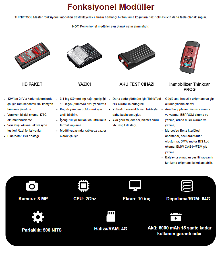 Thinktool Master 2 Arıza Tespit Cihazı ve Online Programlama Cihazı - 3